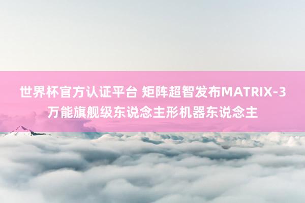 世界杯官方认证平台 矩阵超智发布MATRIX-3万能旗舰级东说念主形机器东说念主