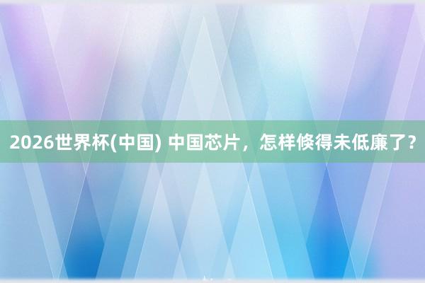 2026世界杯(中国) 中国芯片，怎样倏得未低廉了？