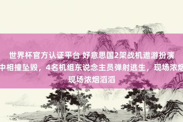 世界杯官方认证平台 好意思国2架战机遨游扮演时空中相撞坠毁，4名机组东说念主员弹射逃生，现场浓烟滔滔