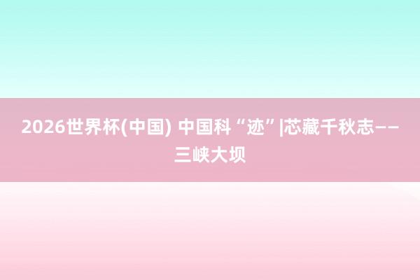 2026世界杯(中国) 中国科“迹”|芯藏千秋志——三峡大坝