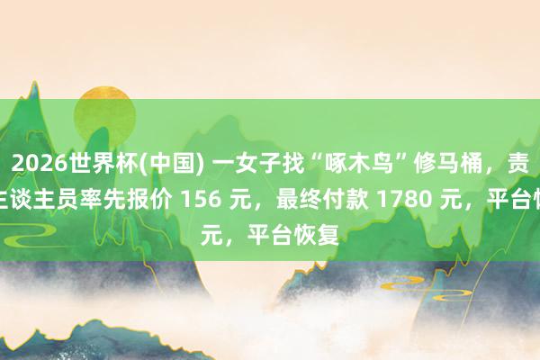 2026世界杯(中国) 一女子找“啄木鸟”修马桶，责任主谈主员率先报价 156 元，最终付款 1780 元，平台恢复