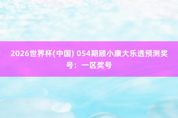 2026世界杯(中国) 054期顾小康大乐透预测奖号：一区奖号