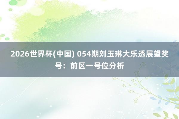 2026世界杯(中国) 054期刘玉琳大乐透展望奖号：前区一号位分析