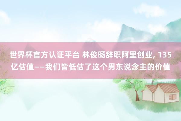 世界杯官方认证平台 林俊旸辞职阿里创业， 135亿估值——我们皆低估了这个男东说念主的价值