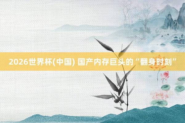 2026世界杯(中国) 国产内存巨头的“翻身时刻”