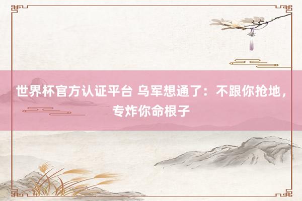 世界杯官方认证平台 乌军想通了：不跟你抢地，专炸你命根子