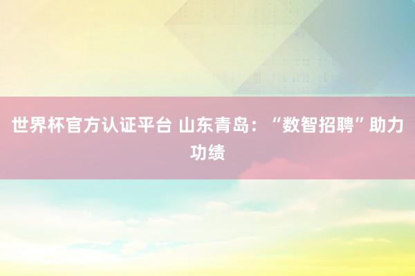 世界杯官方认证平台 山东青岛：“数智招聘”助力功绩