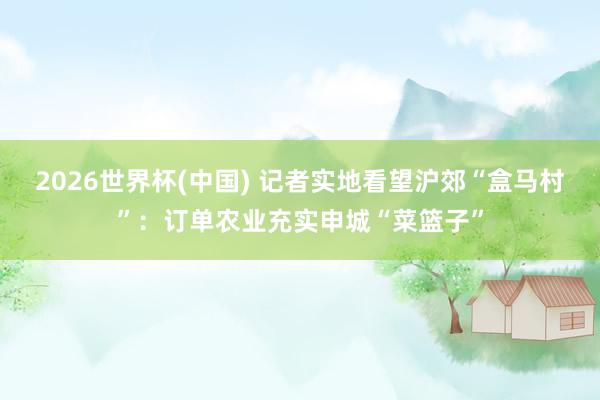 2026世界杯(中国) 记者实地看望沪郊“盒马村”：订单农业充实申城“菜篮子”