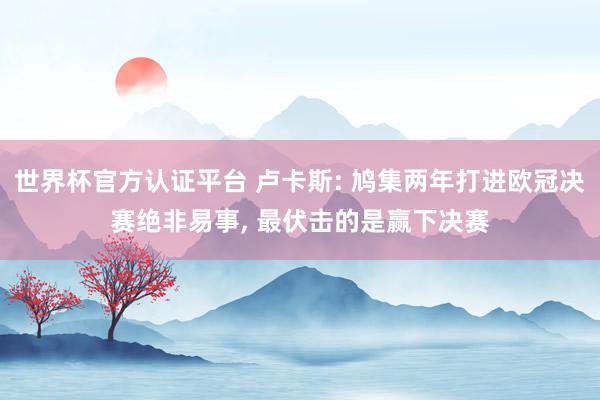 世界杯官方认证平台 卢卡斯: 鸠集两年打进欧冠决赛绝非易事， 最伏击的是赢下决赛