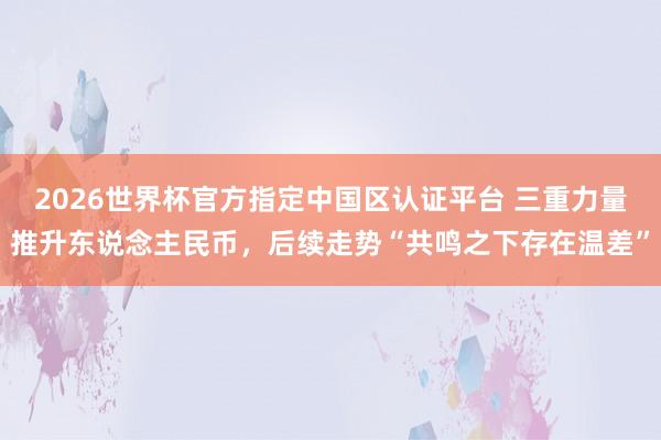 2026世界杯官方指定中国区认证平台 三重力量推升东说念主民币，后续走势“共鸣之下存在温差”