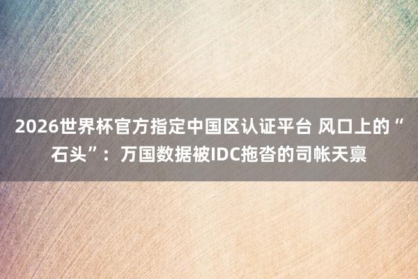 2026世界杯官方指定中国区认证平台 风口上的“石头”：万国数据被IDC拖沓的司帐天禀