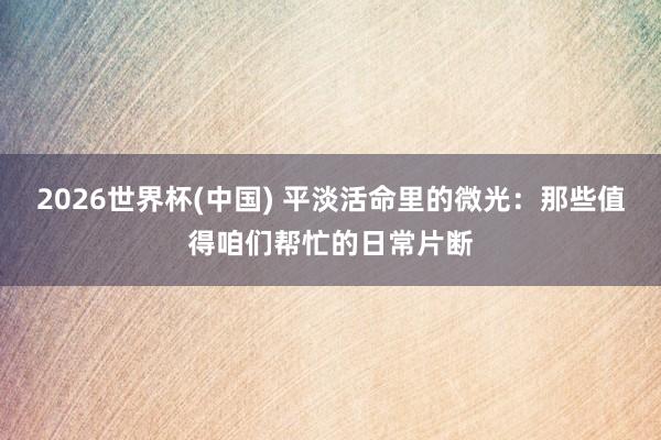 2026世界杯(中国) 平淡活命里的微光：那些值得咱们帮忙的日常片断