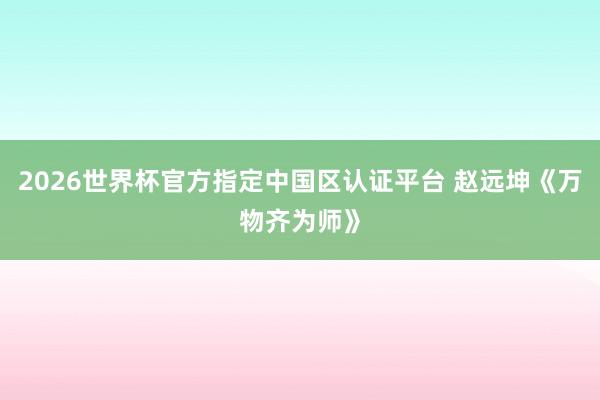 2026世界杯官方指定中国区认证平台 赵远坤《万物齐为师》
