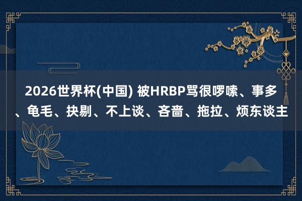 2026世界杯(中国) 被HRBP骂很啰嗦、事多、龟毛、抉剔、不上谈、吝啬、拖拉、烦东谈主