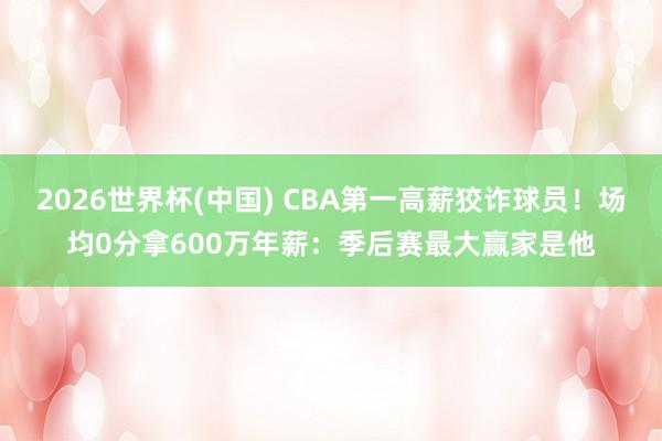 2026世界杯(中国) CBA第一高薪狡诈球员！场均0分拿600万年薪：季后赛最大赢家是他