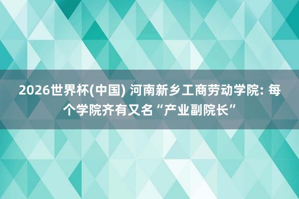 2026世界杯(中国) 河南新乡工商劳动学院: 每个学院齐有又名“产业副院长”