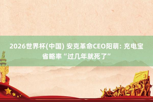2026世界杯(中国) 安克革命CEO阳萌: 充电宝省略率“过几年就死了”