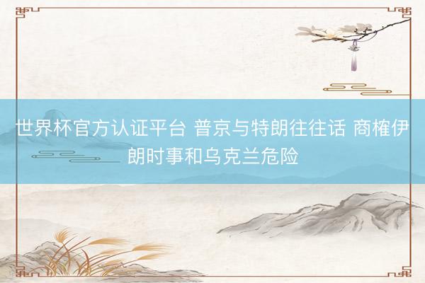 世界杯官方认证平台 普京与特朗往往话 商榷伊朗时事和乌克兰危险