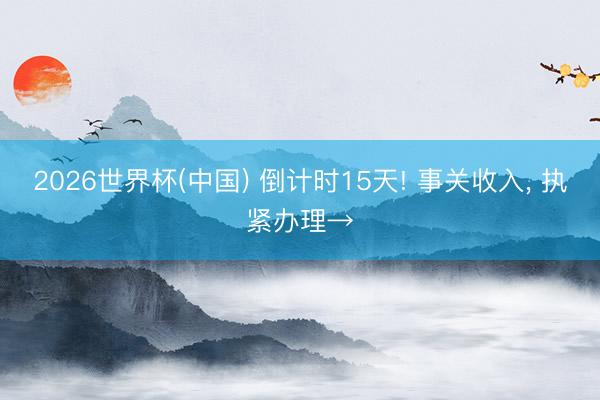 2026世界杯(中国) 倒计时15天! 事关收入, 执紧办理→