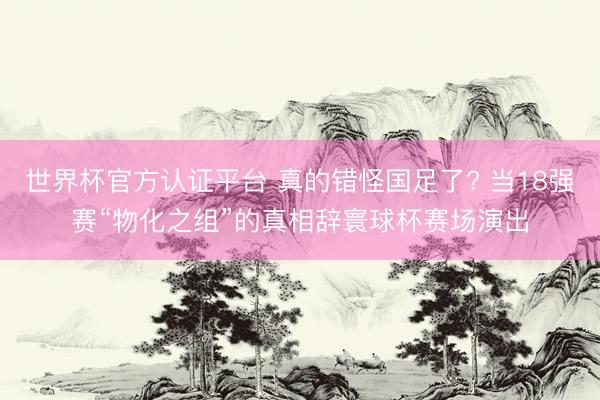 世界杯官方认证平台 真的错怪国足了? 当18强赛“物化之组”的真相辞寰球杯赛场演出